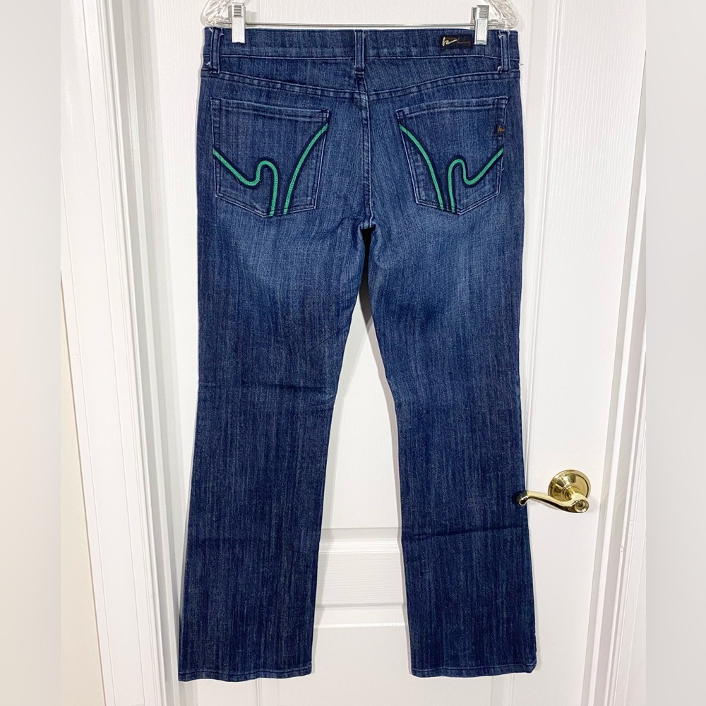 Y2K COH Kelly Green Embroidered Low Waist Cropped Jeans 30 Citizens Of Humanity